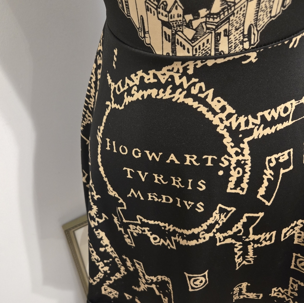 Warner Bros. Black and Gold Hogwarts Map Mini Dress - Picture 3 of 5